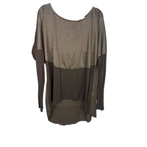 Jennifer Lopez Black Silver Y2K Sheer Tunic Blouse‎ Long Sleeve Casual Glam M